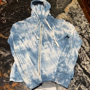 Aeropostal, blue and white tie-dye zip up